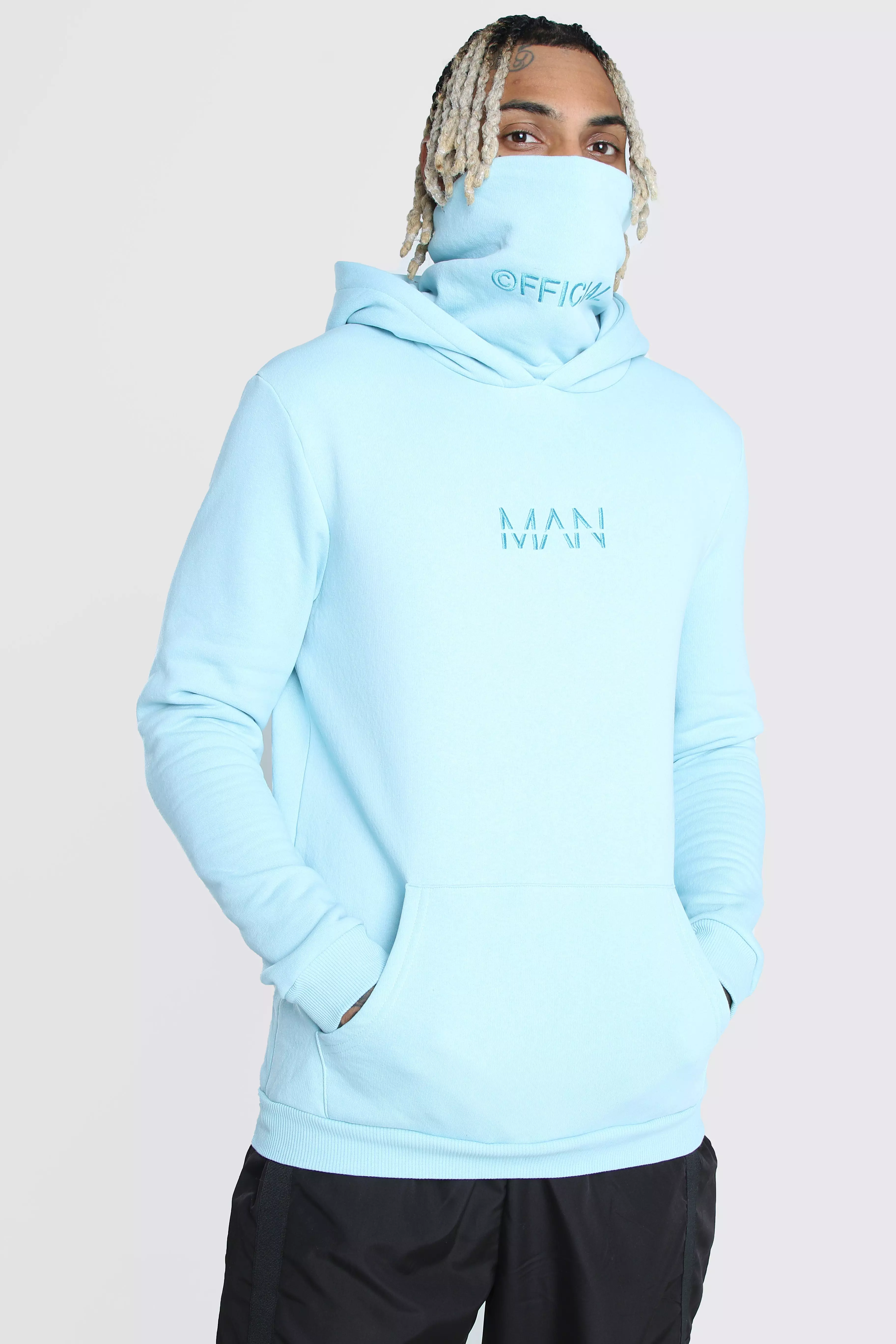 Boohooman blue hoodie sale