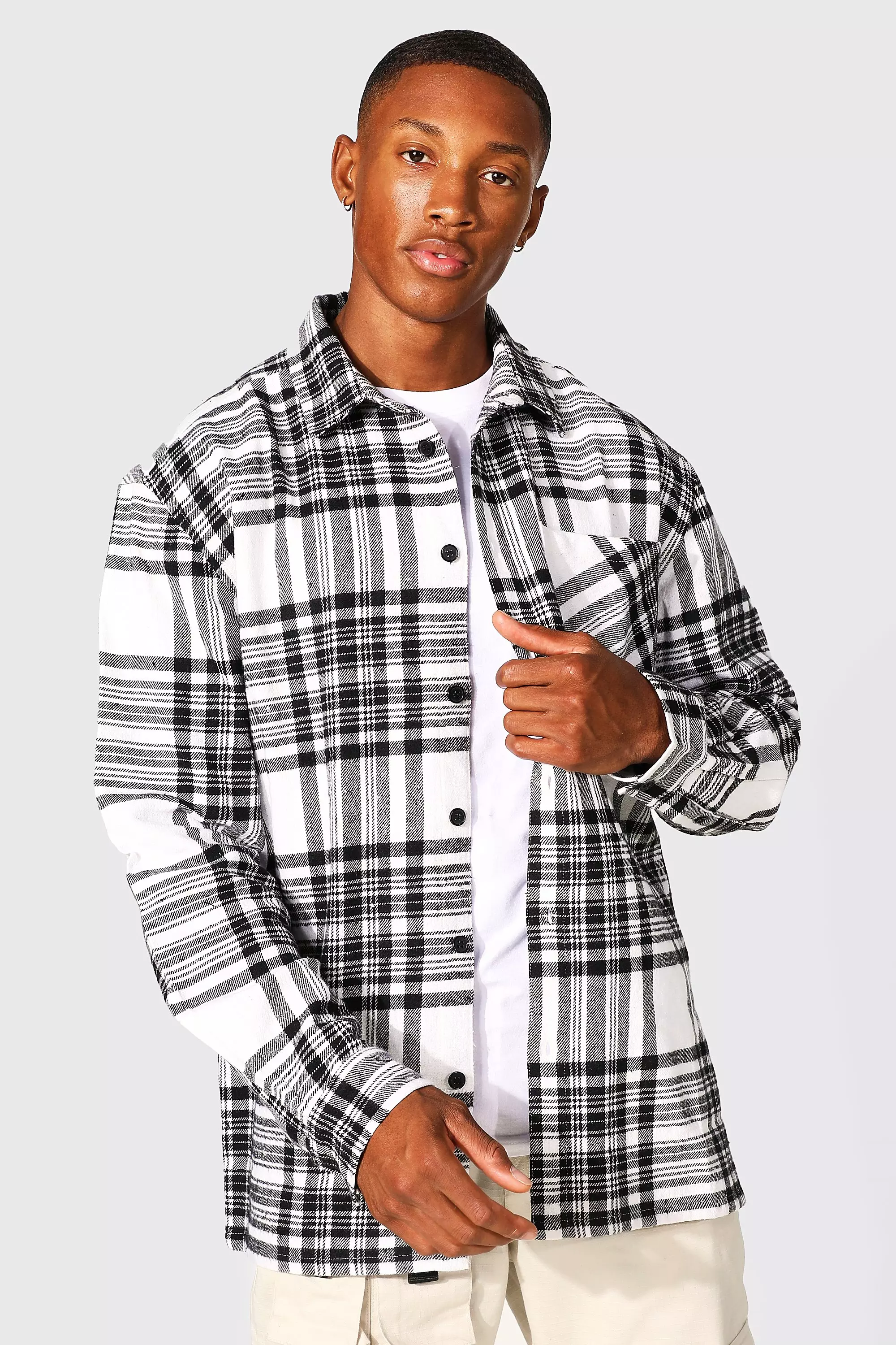 トップス everyone oversized B/D check shirt sizeM Boohoo ME
