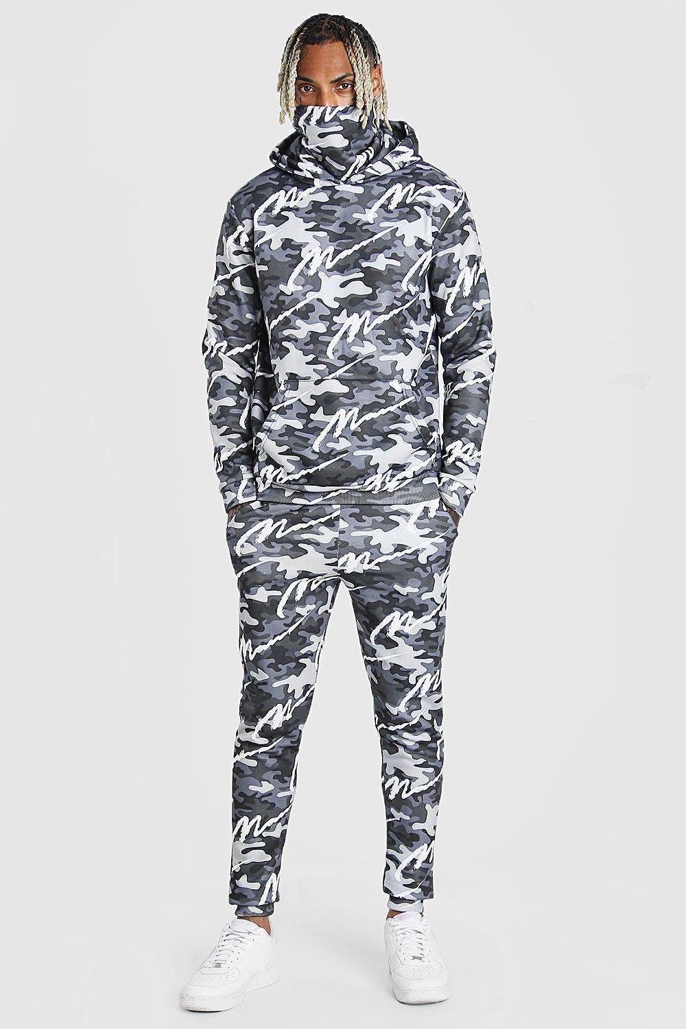 Man Camo Trainingspak Met Skimasker boohooMAN