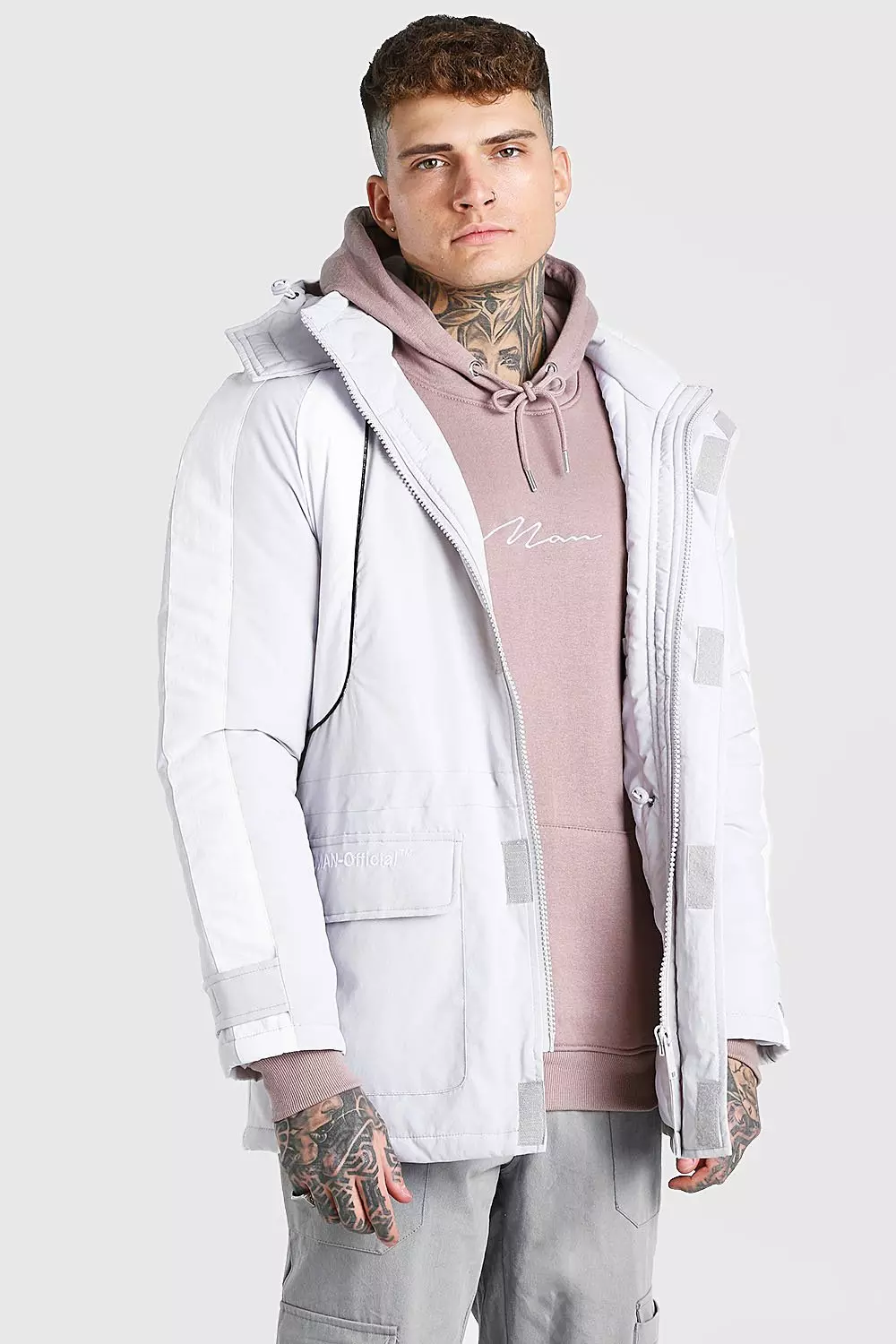 Colour Block Hooded Ski Jacket Multi