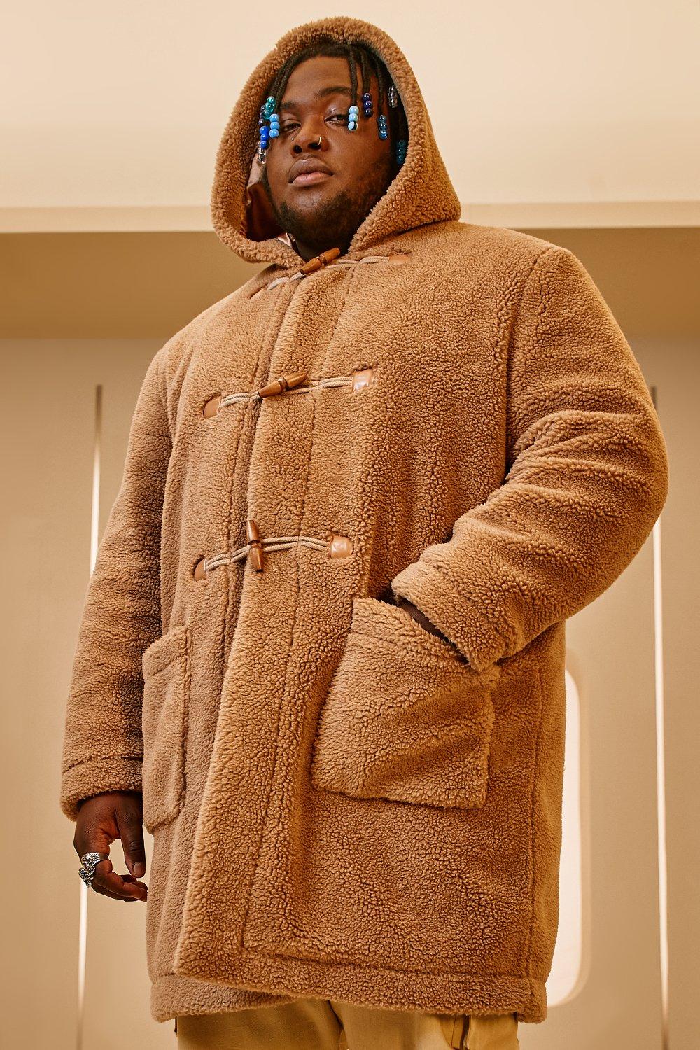 tan duffle coat