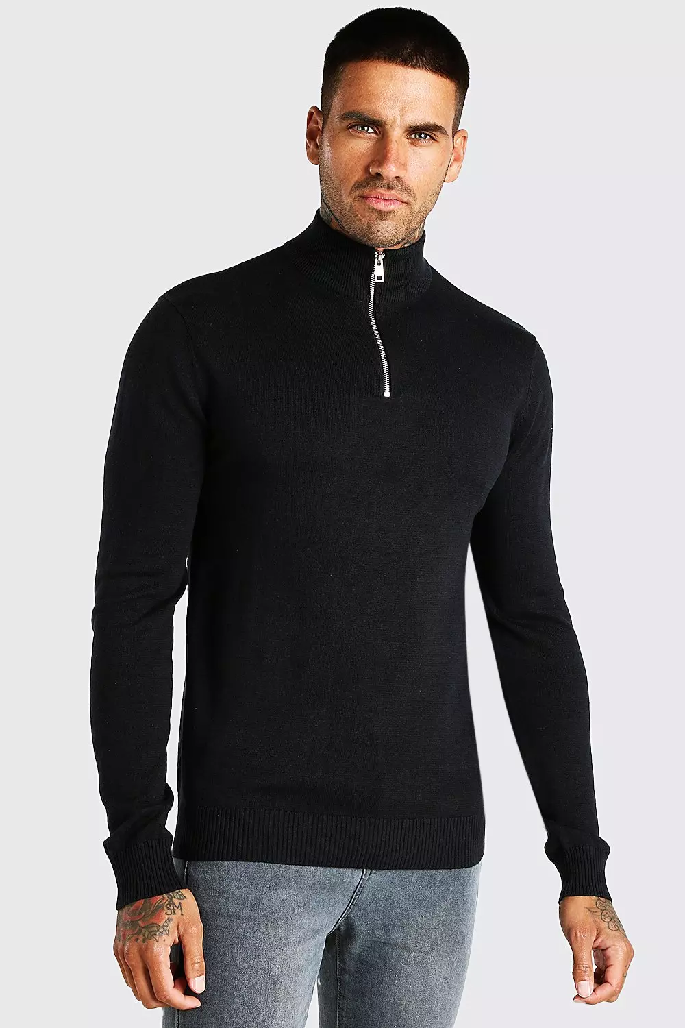 Half Zip Funnel Neck Jumper boohooMAN