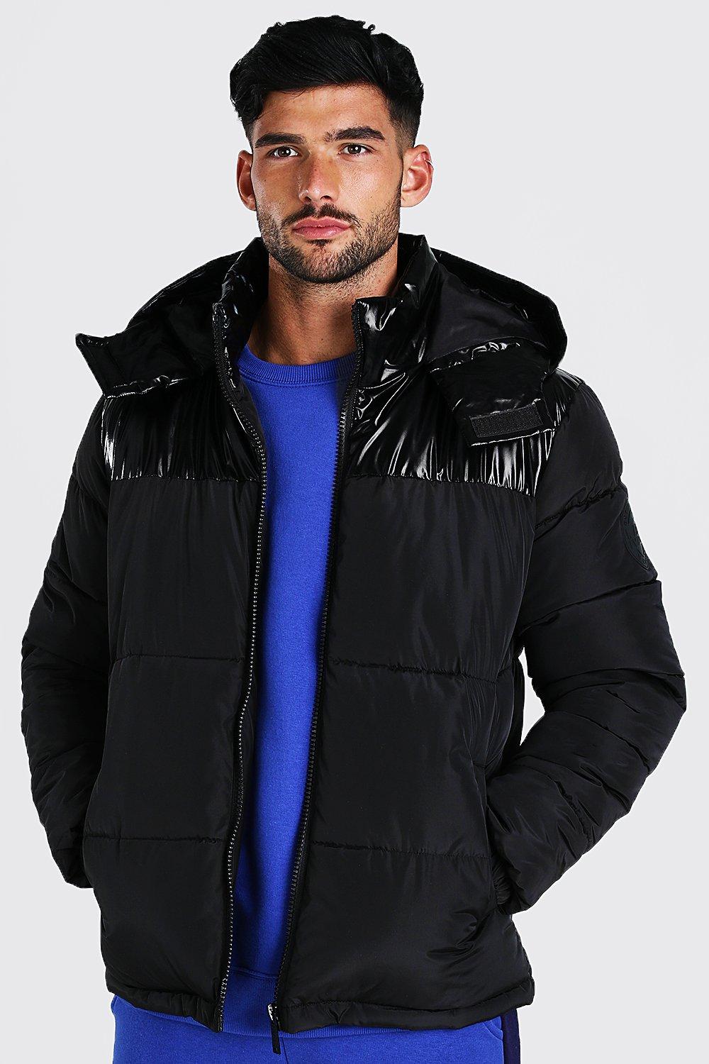 High Shine Panel Puffer Jacket