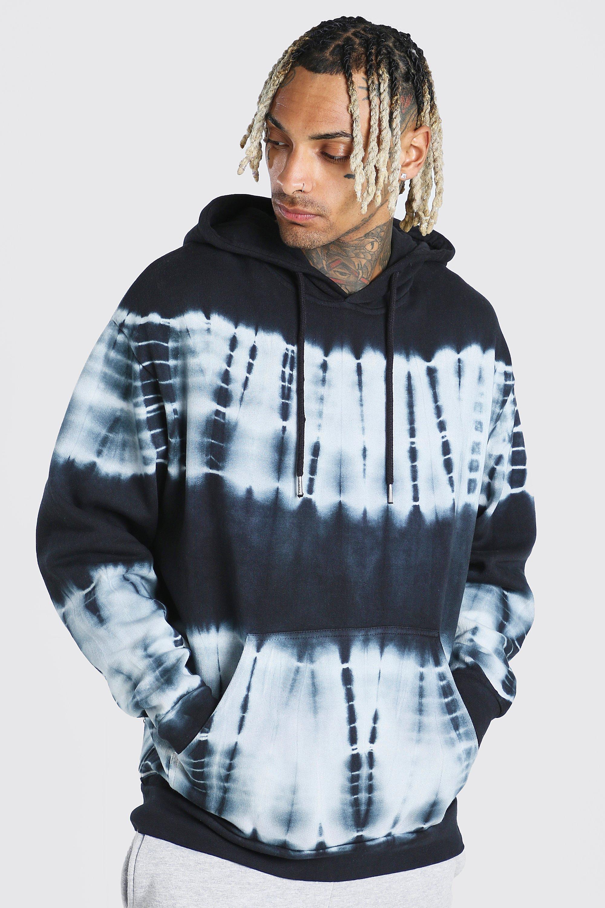 white and black tie dye hoodie