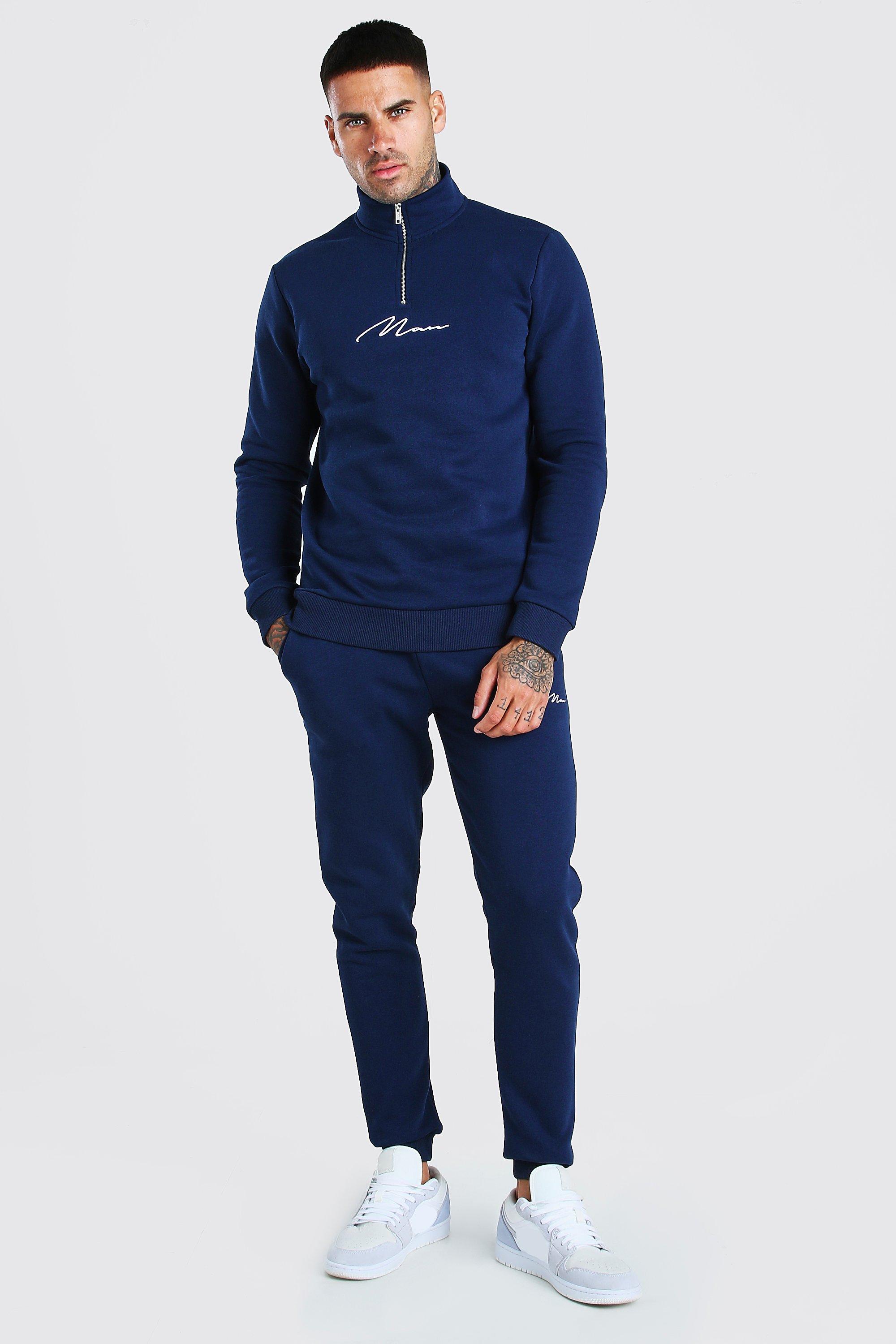 boohooman navy joggers