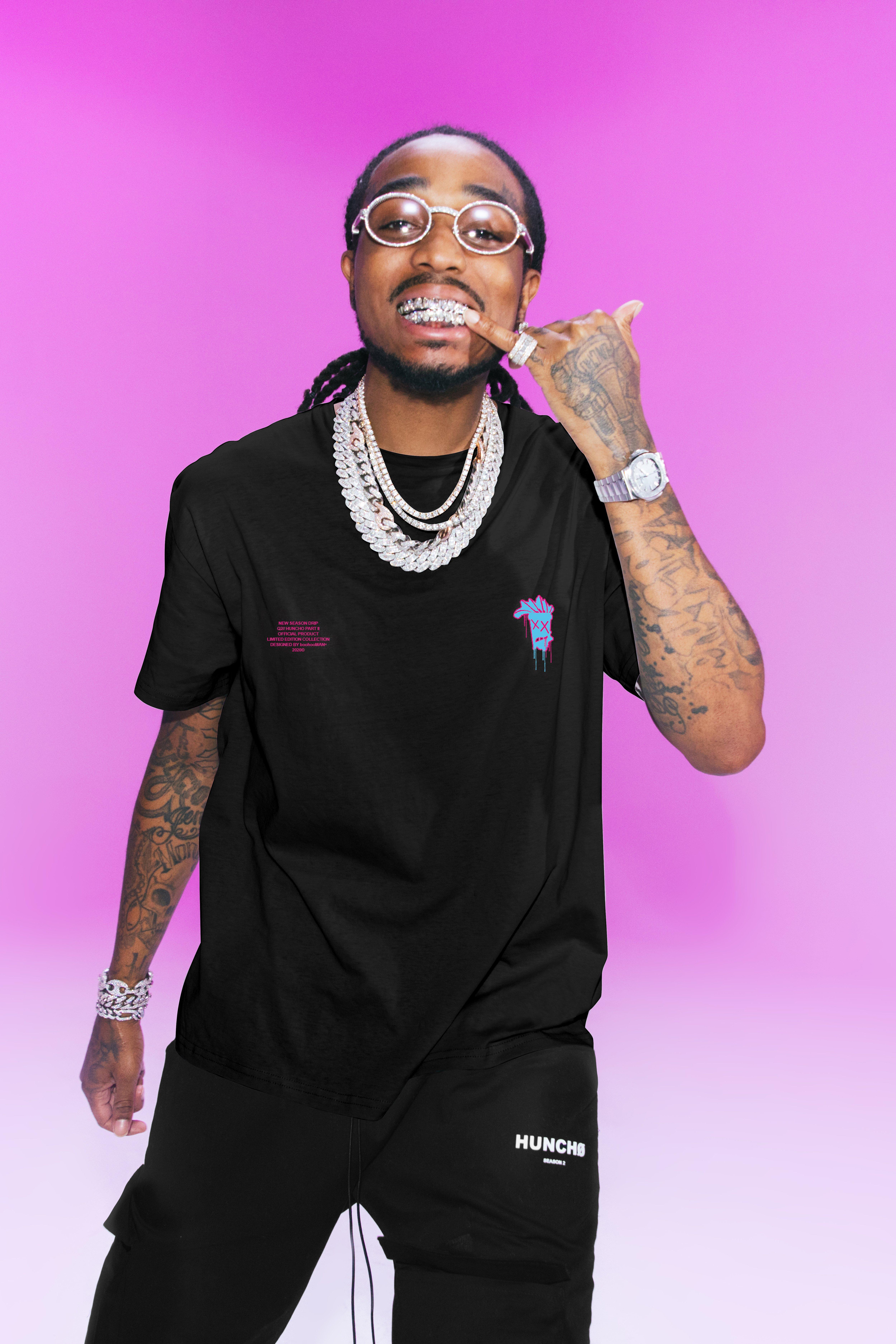 Quavo Oversized T Shirt With Drip Face boohooMAN USA