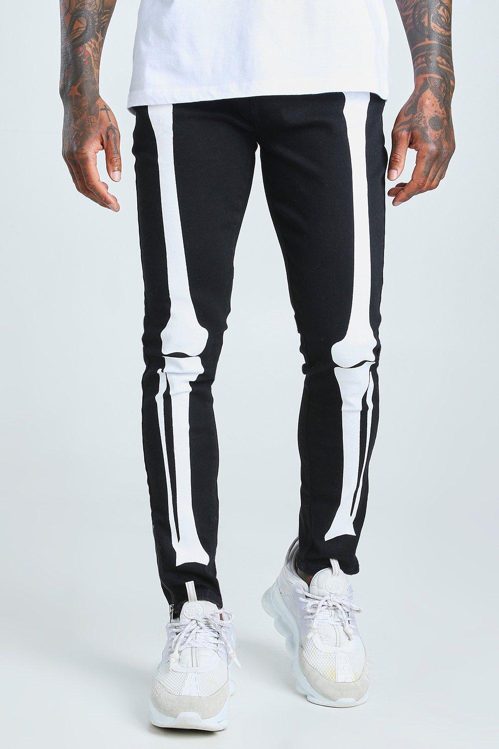 Skeleton Skinny Jeans White Bone