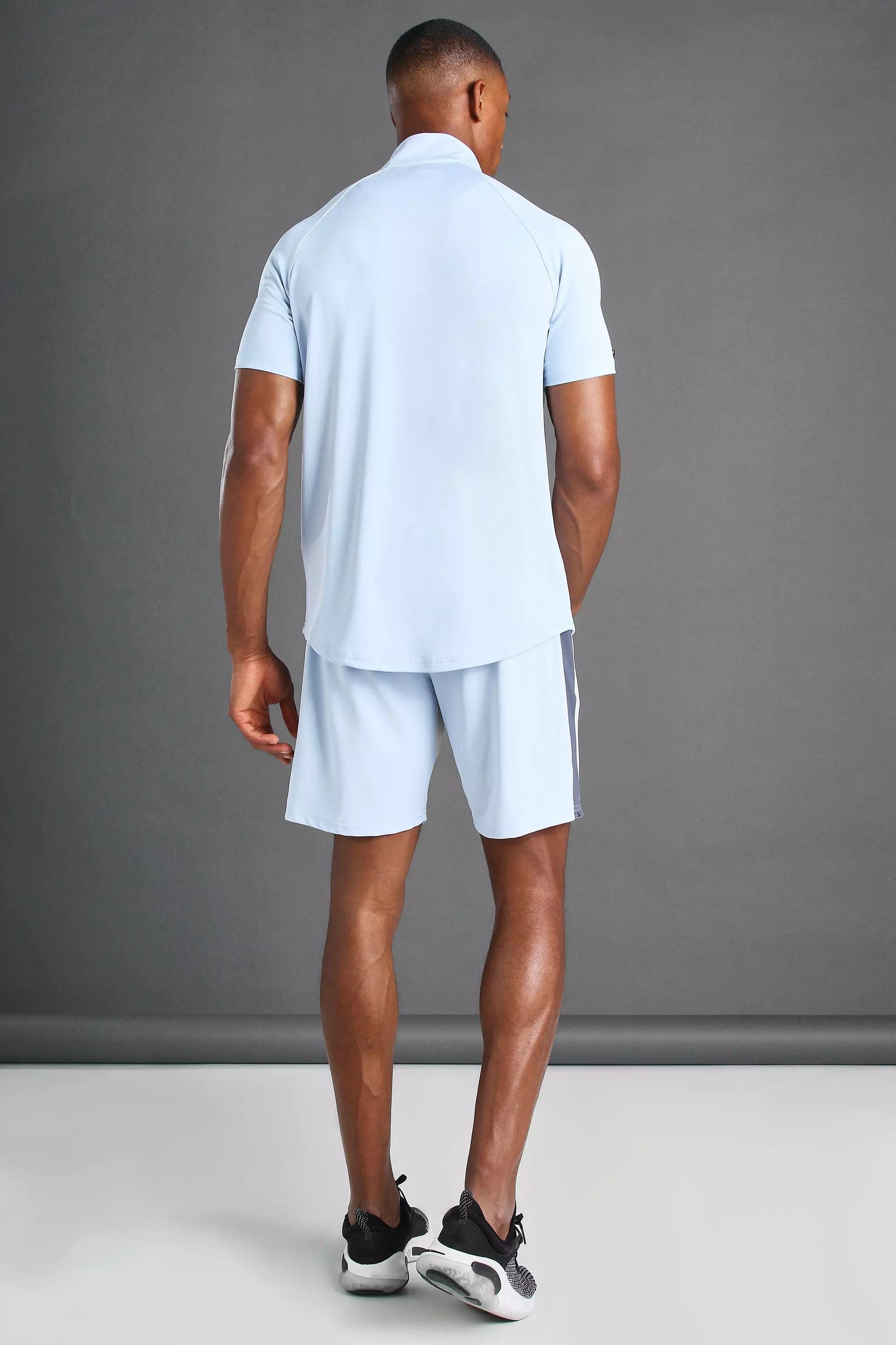 MAN Active 1 4 Zip Short Sleeve T Shirt boohooMAN UK