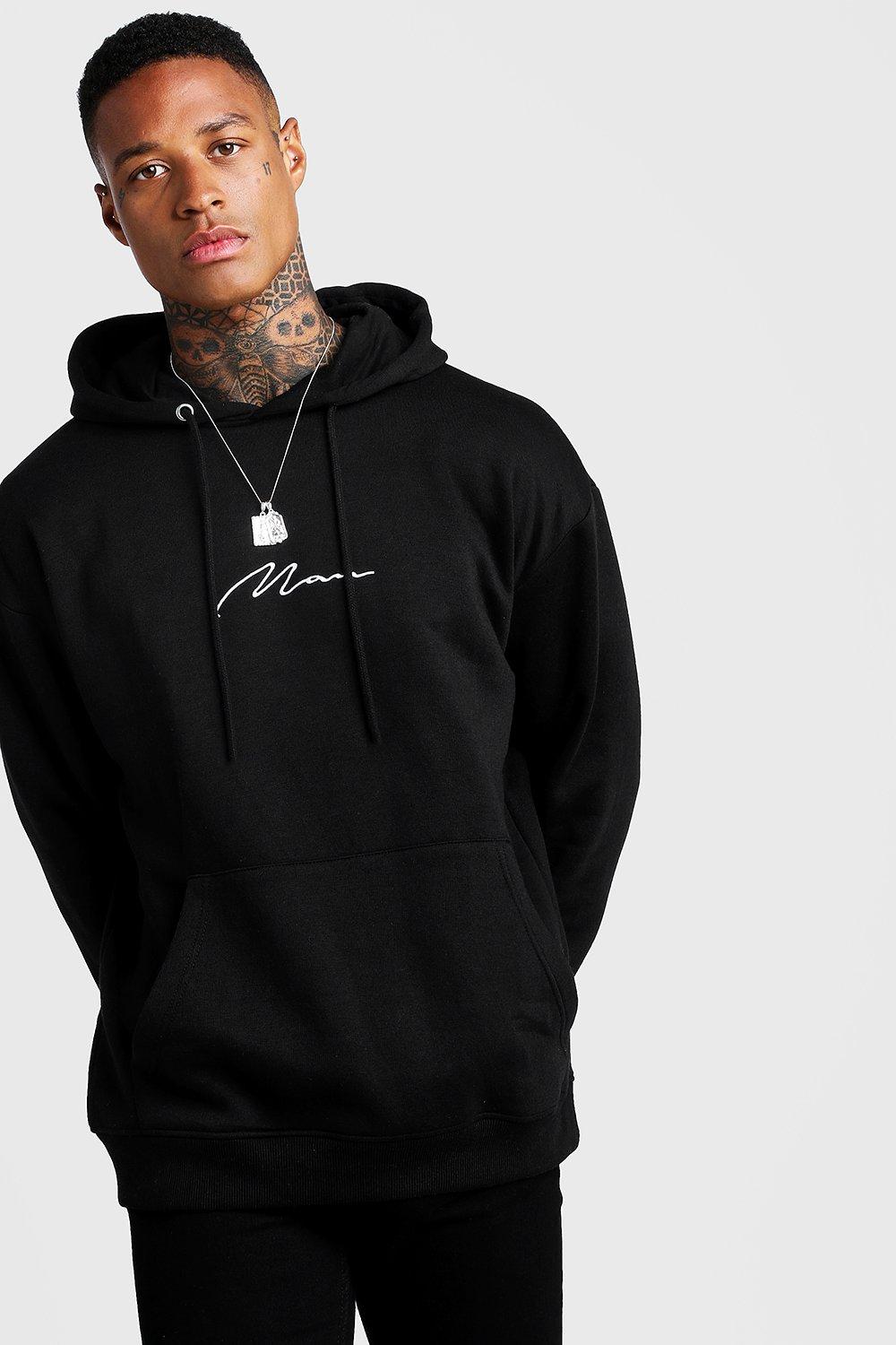 Man Signature Bungee Hem Oversized Hoodie