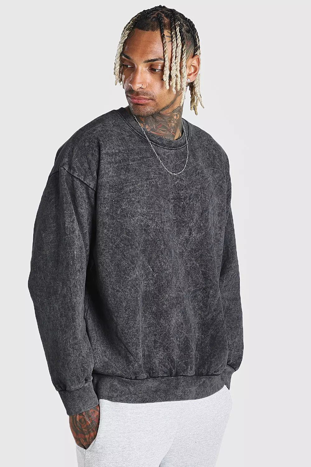 Oversized Acid Wash Sweatshirt boohooMAN