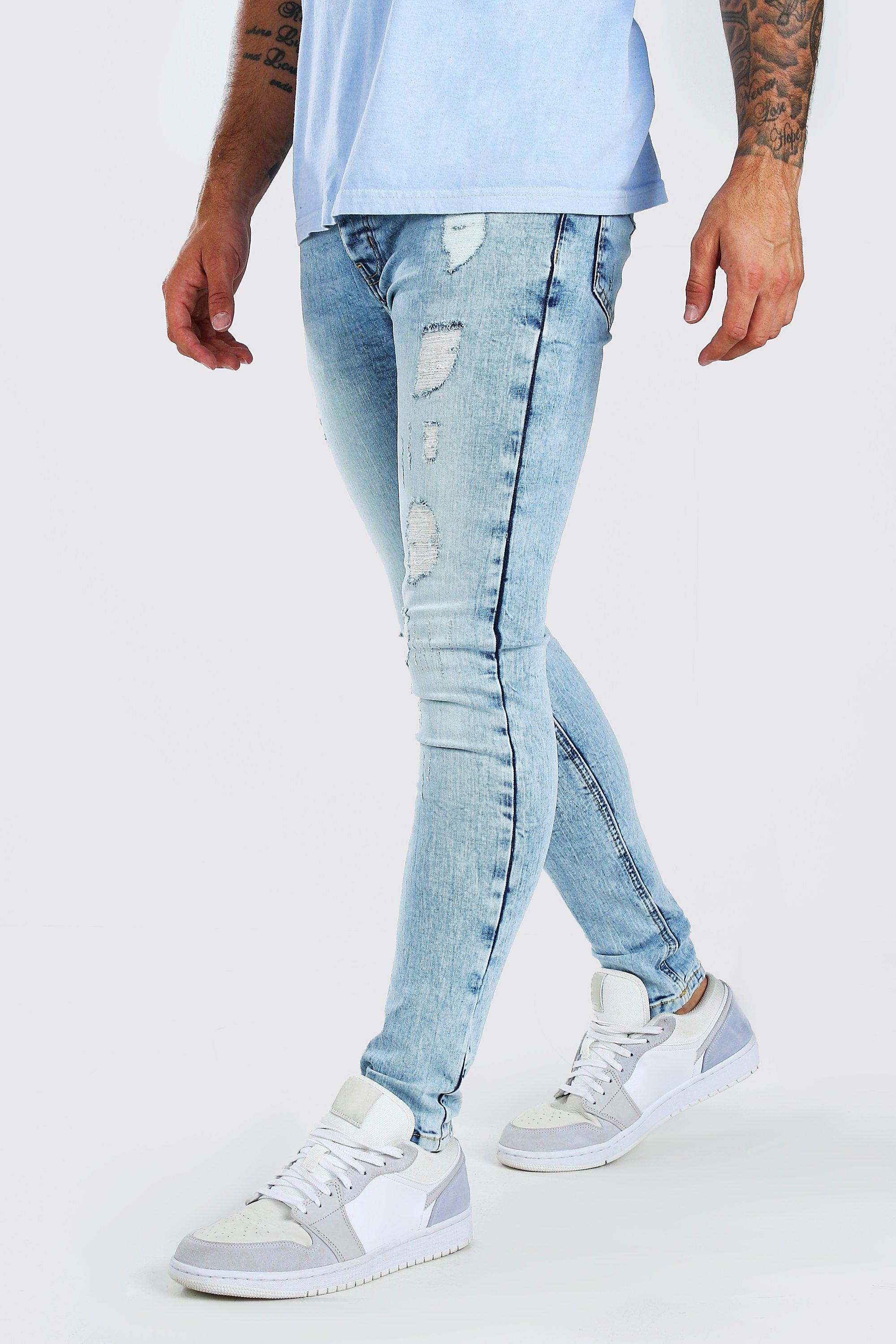 distressed wash jeans