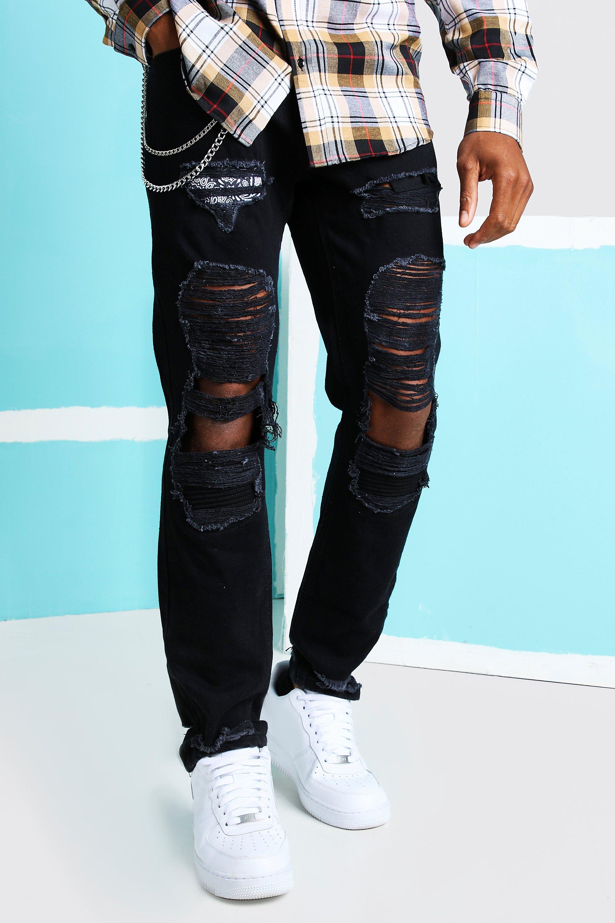 jeans with chains for rips