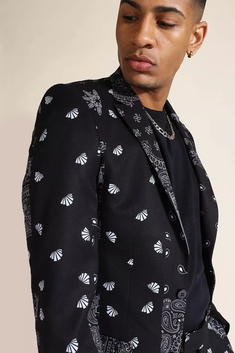 Skinny Bandana Single Breasted Suit Jacket boohooMAN USA