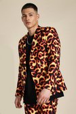Skinny Flame Double Breasted Suit Jacket, Black