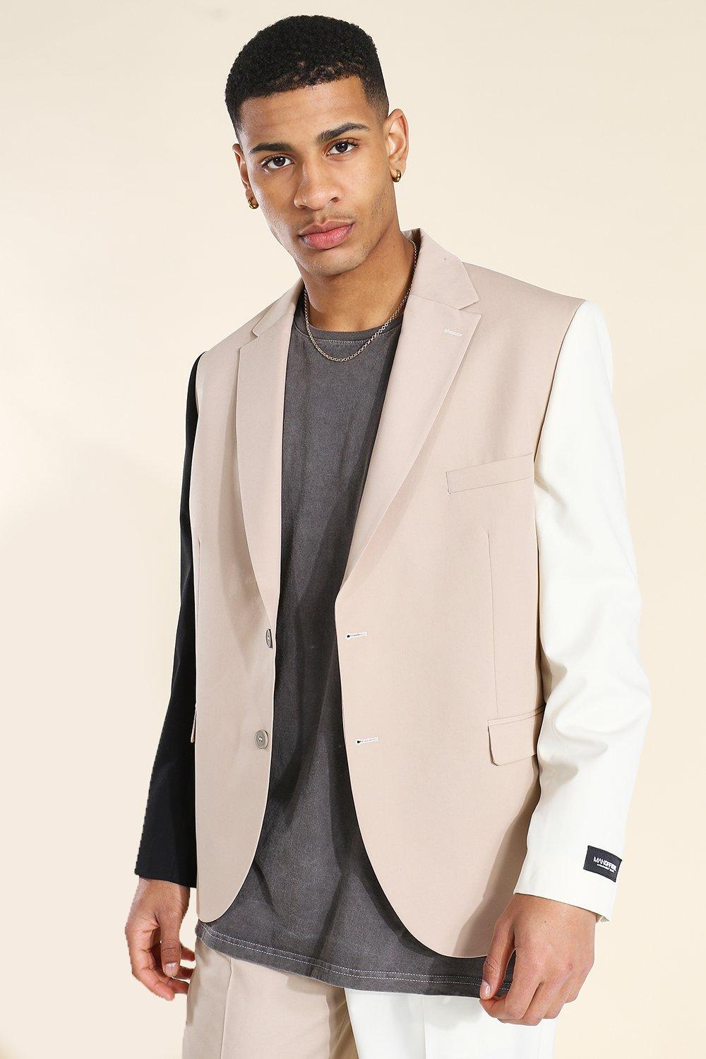 Oversize Colorblock Anzugjacke, Brown