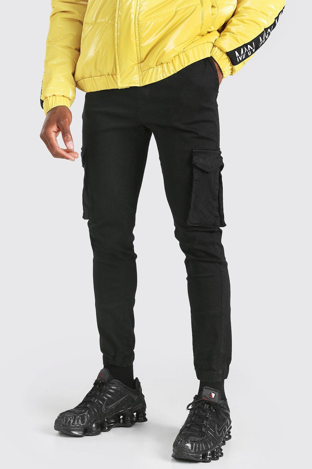 black cargo pants cuffed