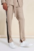 Wide Leg Taped Suit Trousers, Brown