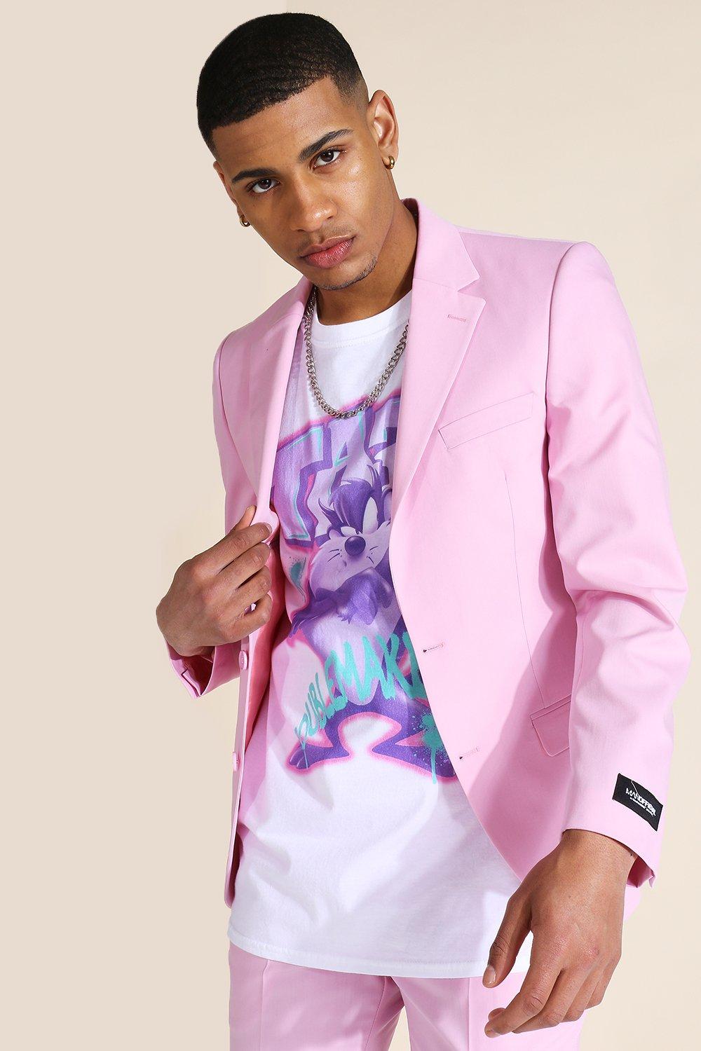 Giacca Completo A Monopetto Skinny Fit Con Stemma, Pink