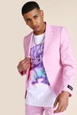 Skinny Badged Single Breasted Suit Jacket, Pink