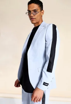 Skinny Single Breasted Tape Suit Jacket Grey