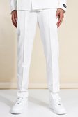 Slim Pleated Suit Trousers, White