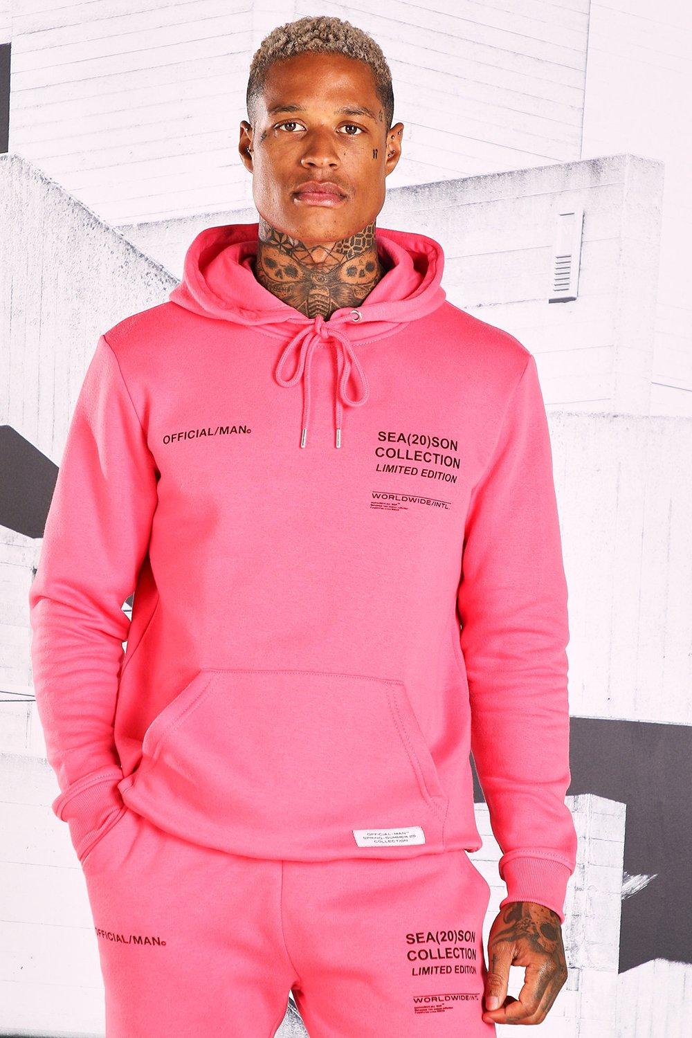 boohooman pink hoodie