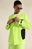 Green Relaxed Utility Double Breasted Suit Jacket