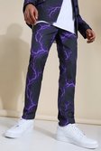Black Skinny Lightening Print Suit Trouser