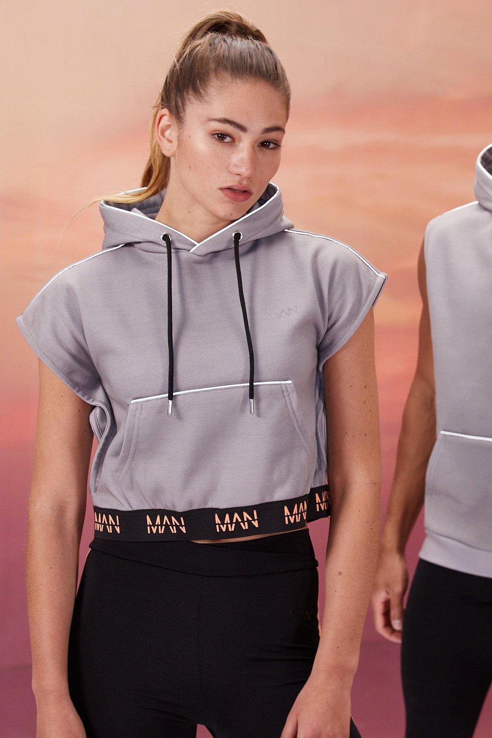 cropped sleeveless hoodie