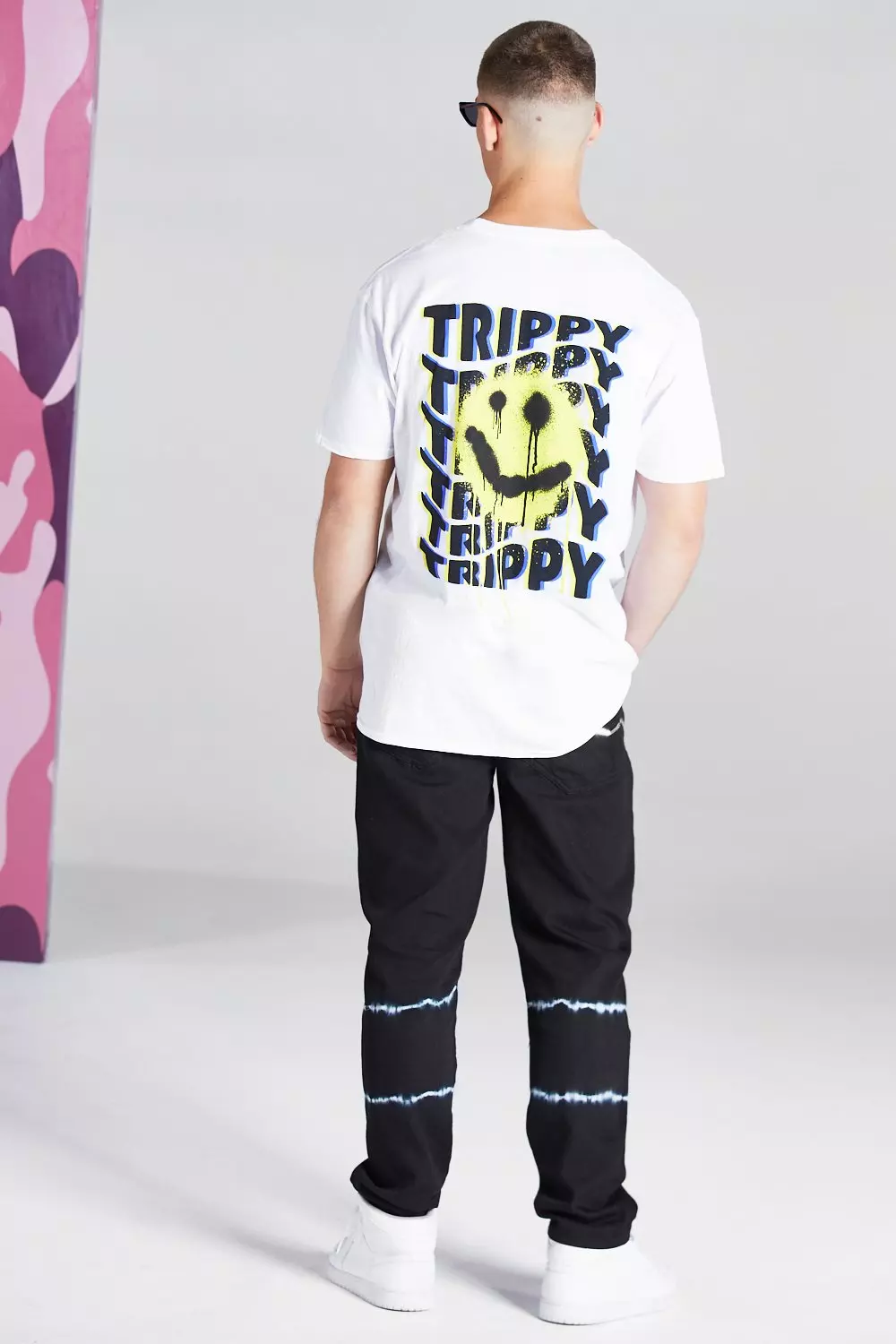 White Oversized Trippy Graffiti Graphic Print T-Shirt alternative image