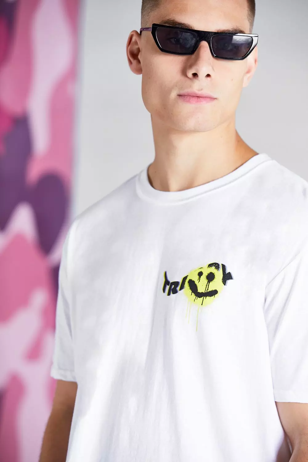 White Oversized Trippy Graffiti Graphic Print T-Shirt alternative image