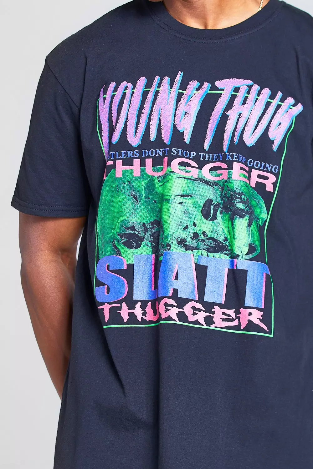 Black Oversized Young Thug Print T-Shirt alternative image