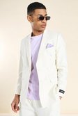Beige Double Breasted Suit Jacket With Pocket