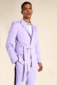 Relaxed Wrap Tie Suit Jacket, Lilac