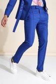 Navy Skinny Pleat Front Trousers