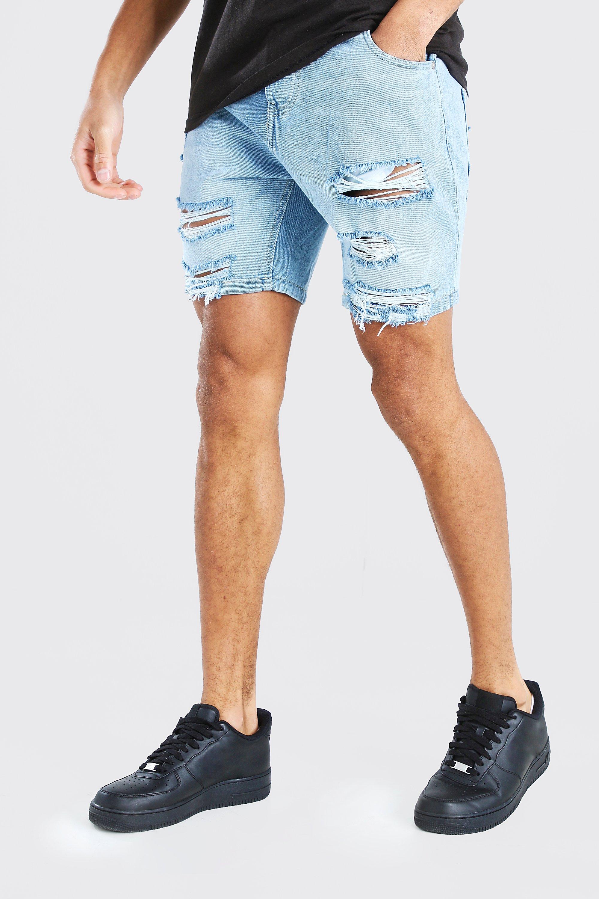 slim fit denim shorts