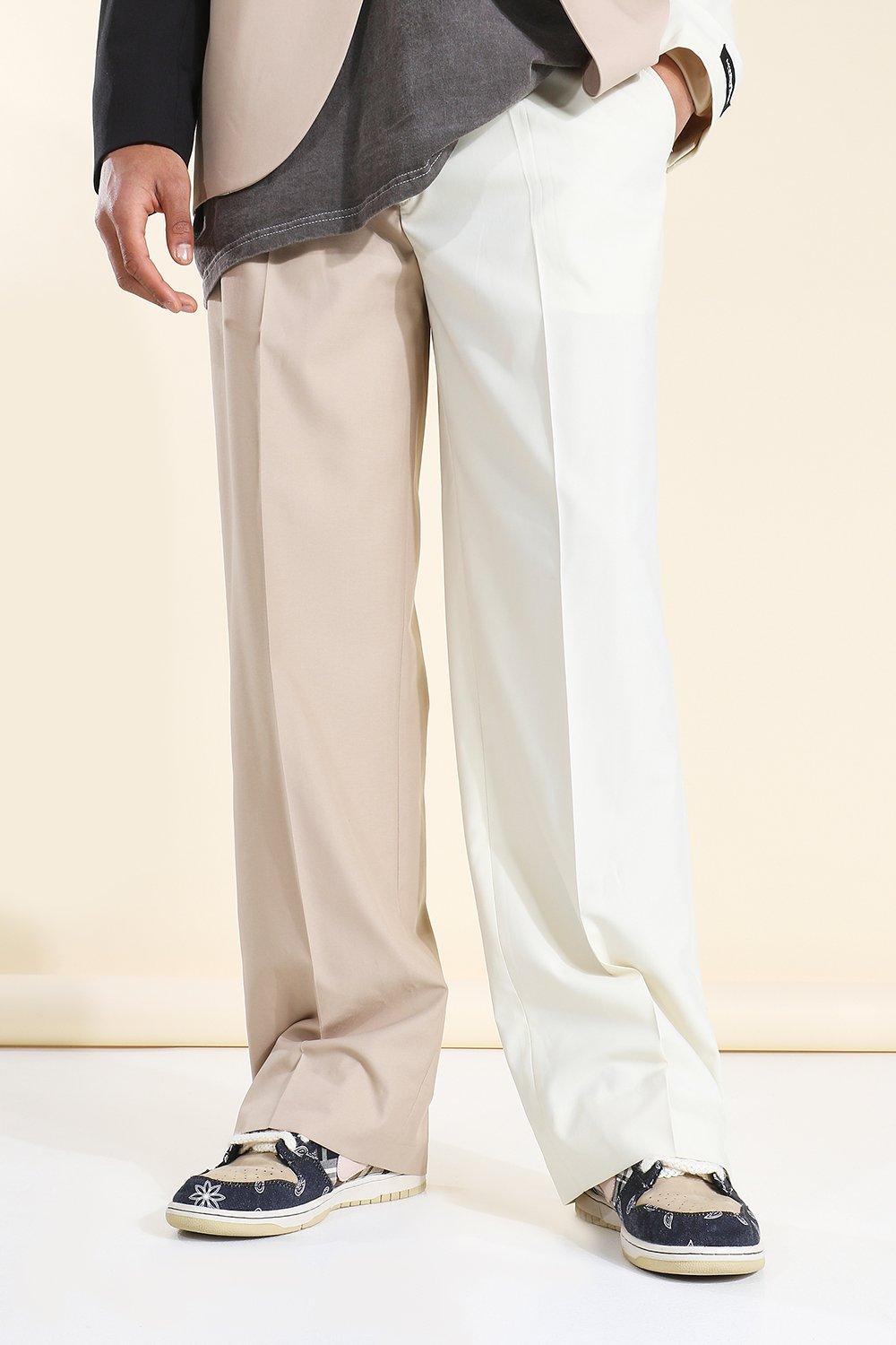 Weite Anzughose mit geteiltem Saum, Brown