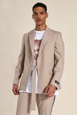 Relaxed Wrap Tie Suit Jacket, Brown