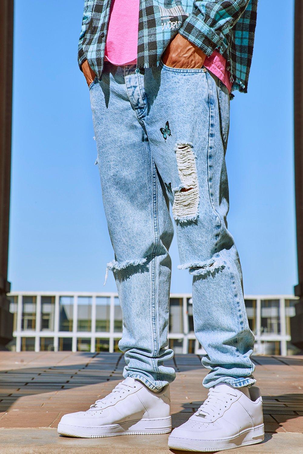 butterfly print jeans