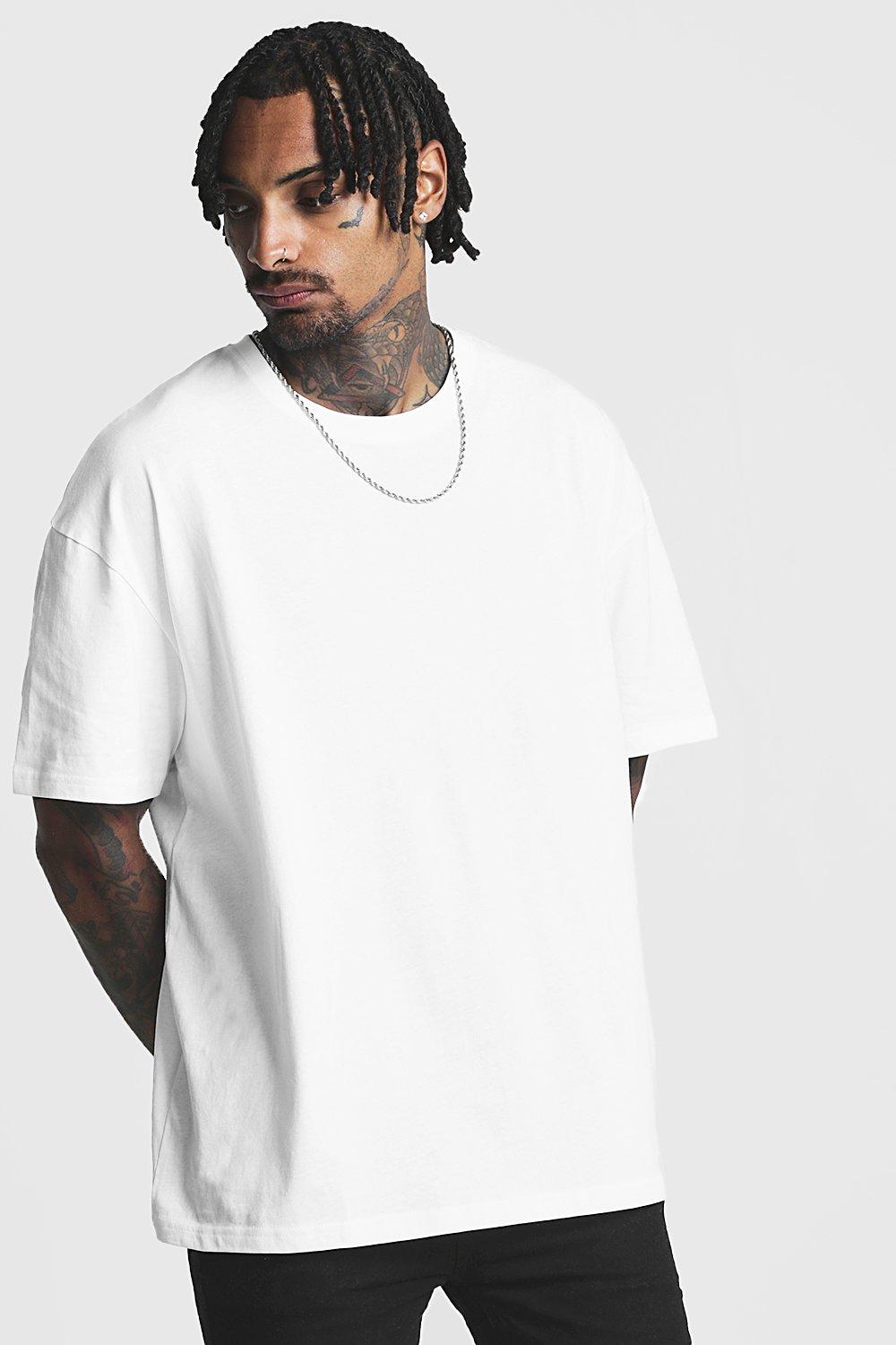 boohooMAN Oversized Extended Neck T-Shirt - White - Size S