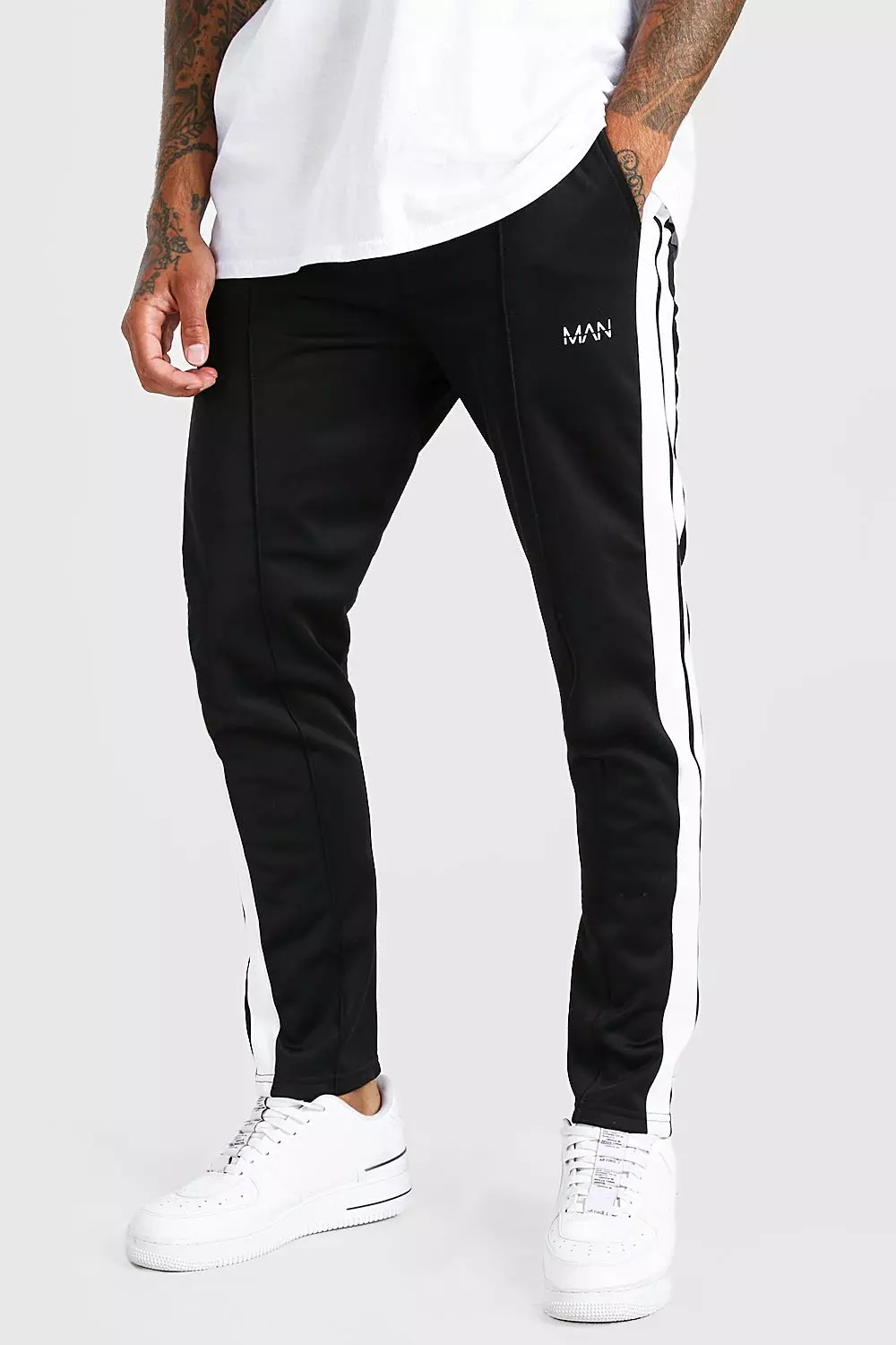 Original MAN Tricot Jogger With Side Tape boohooMAN UK