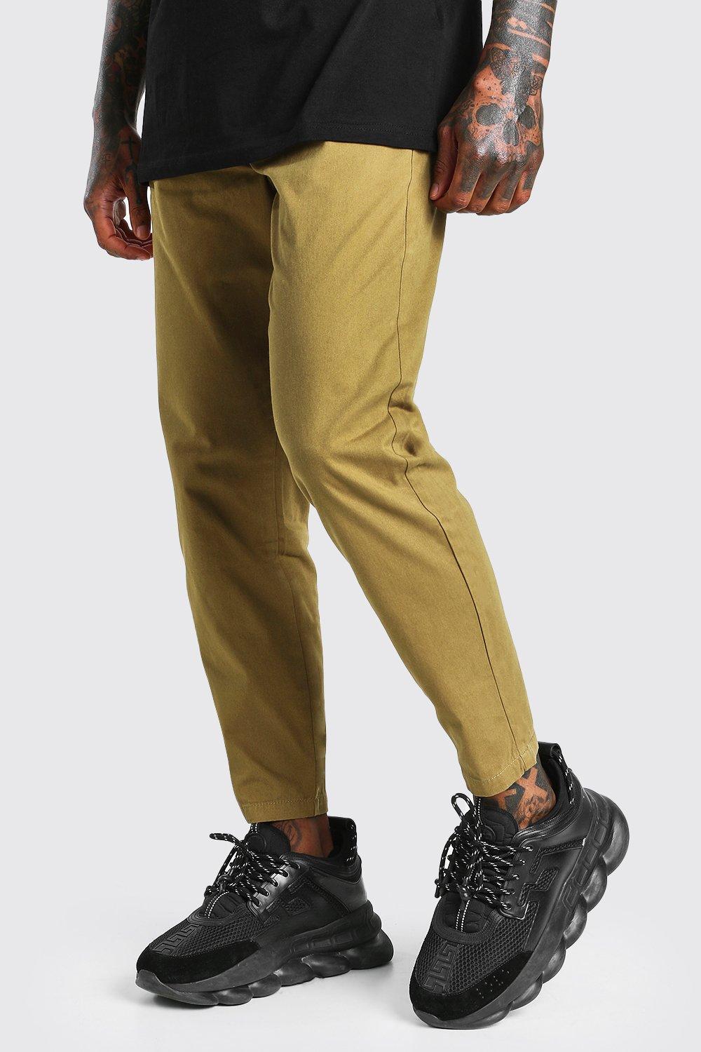 slim fit elasticated waist trousers