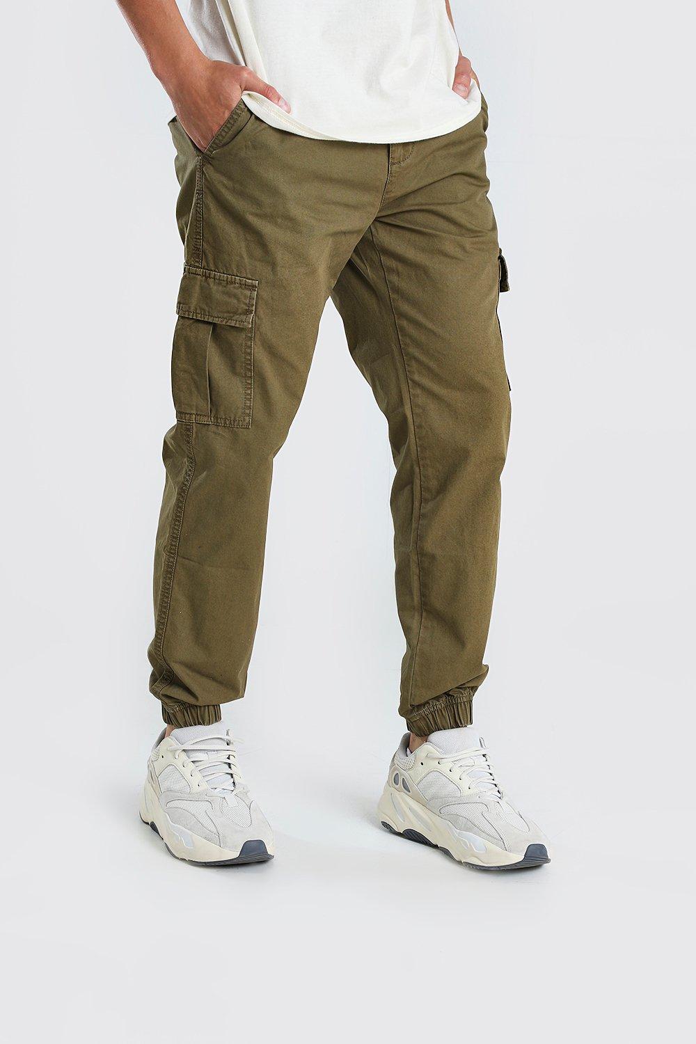 slim fit elastic waist pants