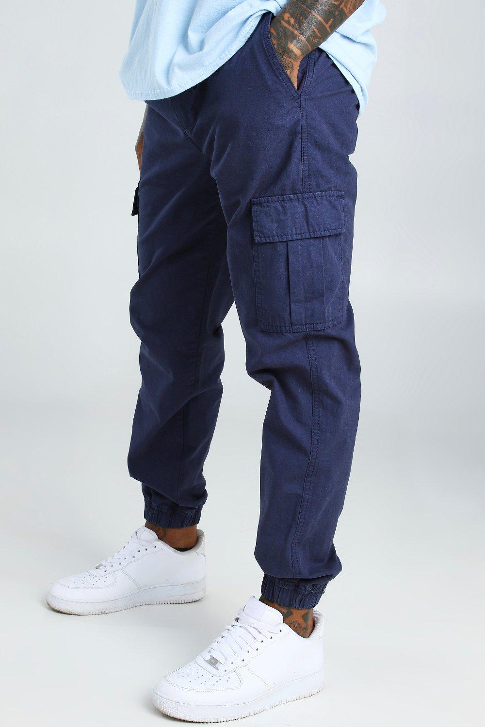 Elastic Waist Slim Fit Cargo Pants | boohooMAN USA