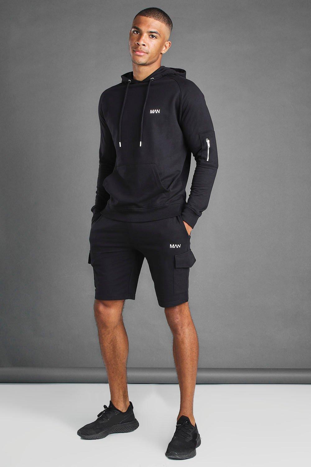 Boohooman shorts and hoodie hotsell