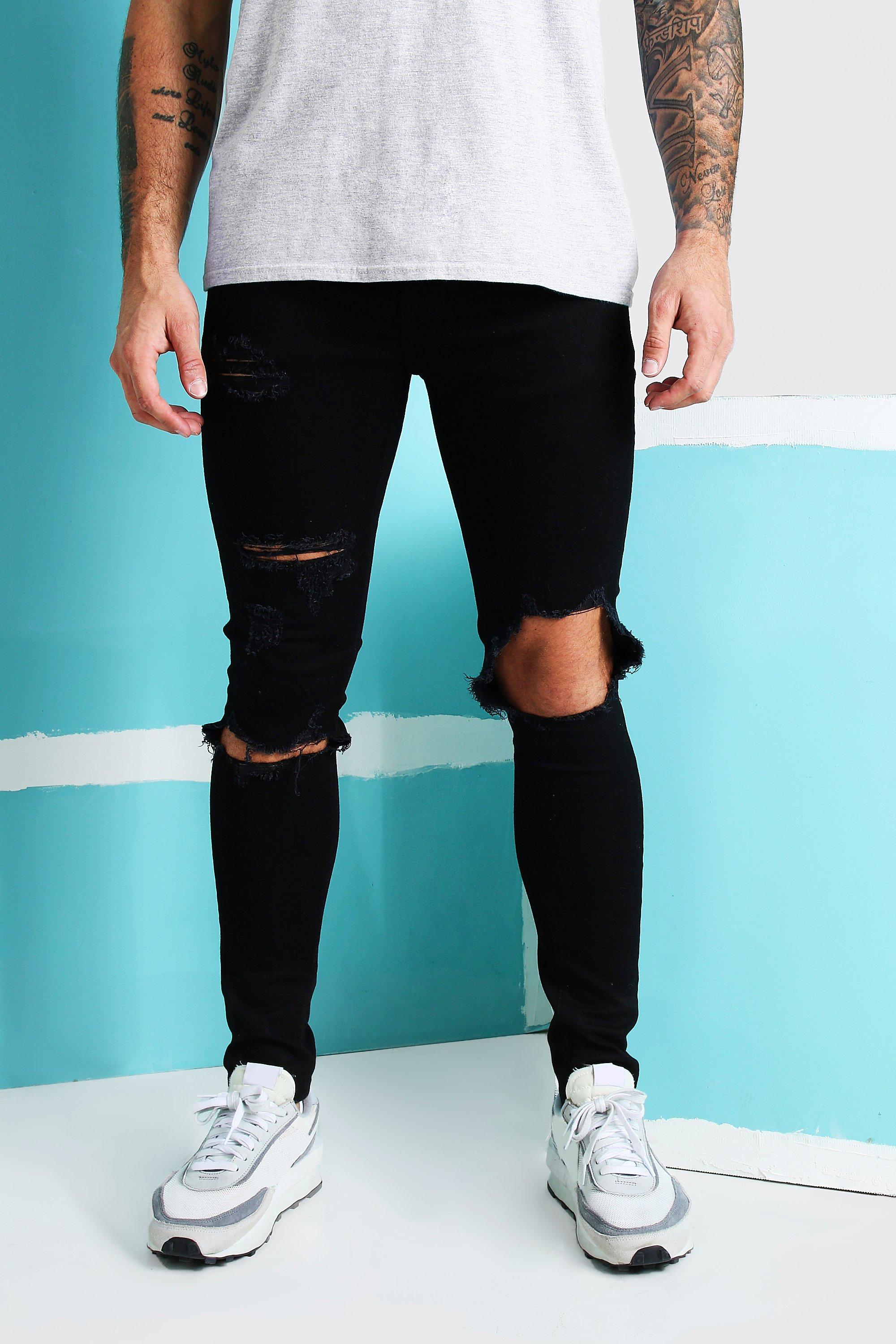 Boohooman Super Skinny Jeans : Super Skinny Coloured Bandana Ripped ...