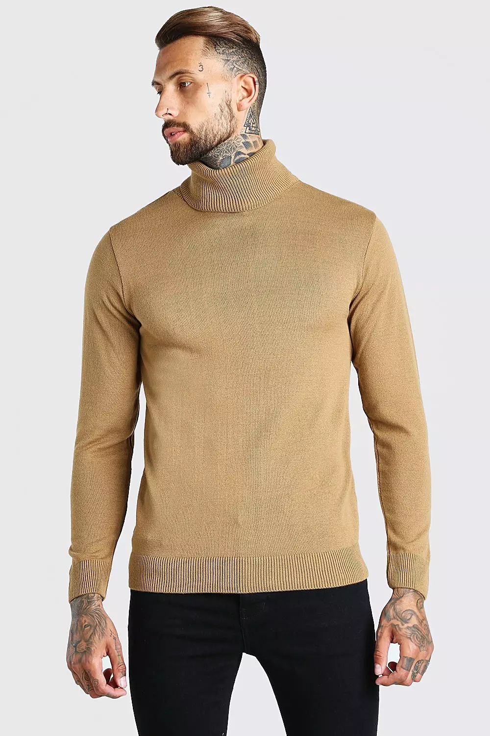 Regular Fit Turtleneck Sweater boohooMAN USA