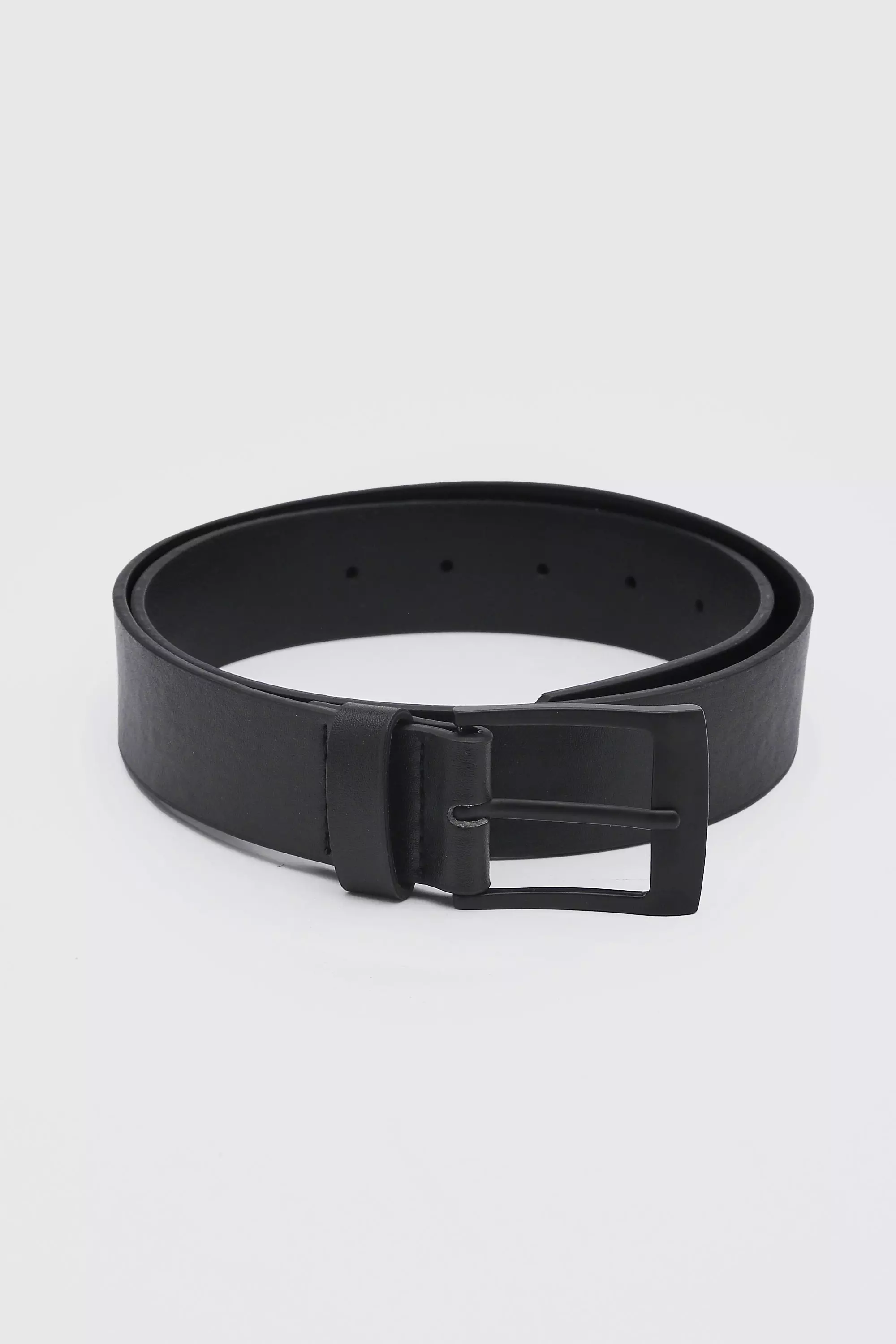 Matte Black Rectangle Buckle Leather Look Belt alternative image