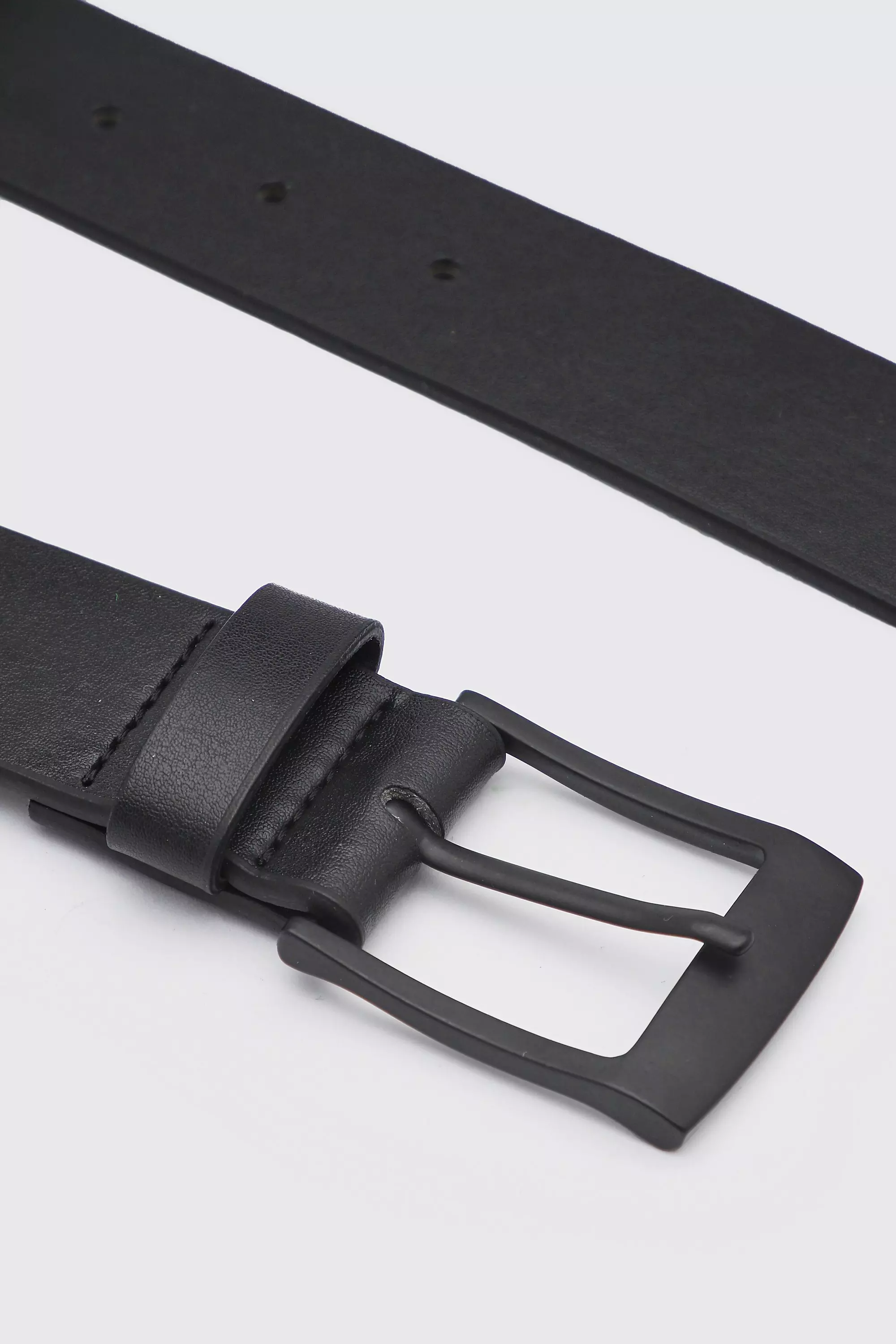 Matte Black Rectangle Buckle Leather Look Belt alternative image
