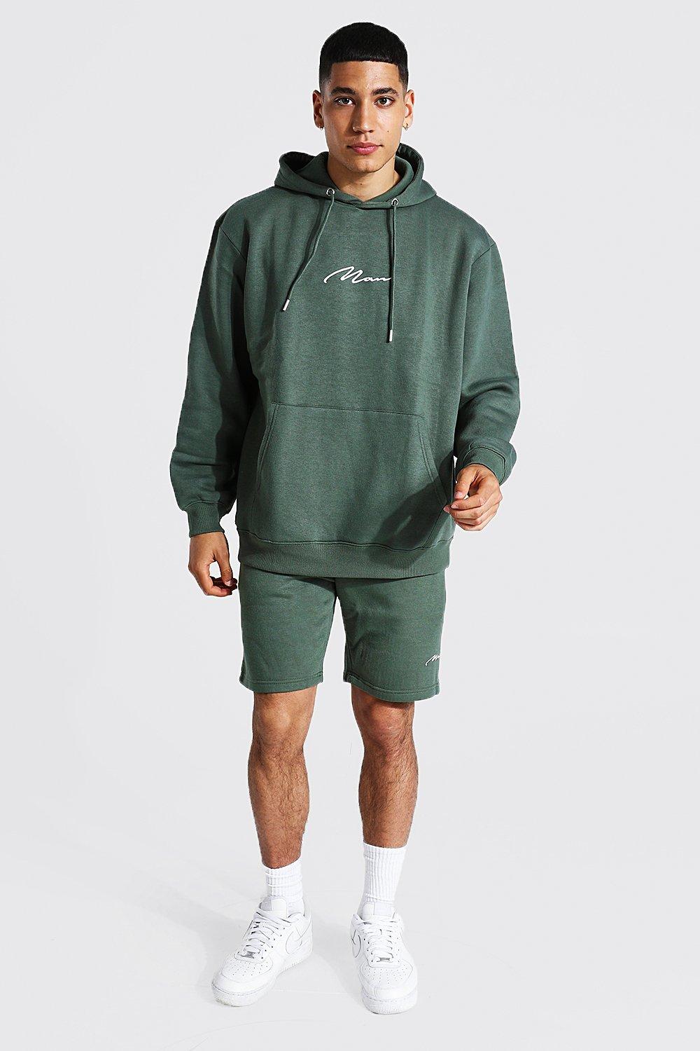 Man Signature Oversized Hoodie And Short Set | boohooMAN USA